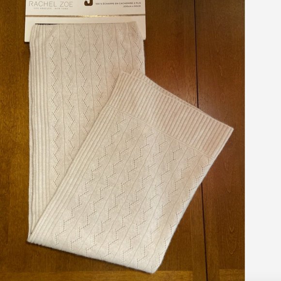 NEW RACHEL ZOE 100% 2-PLY CASHMERE SCARF 79” X 23.5” Beige Wrap - Picture 1 of 5